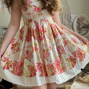 Coquette floral 50s style flared cotton dress